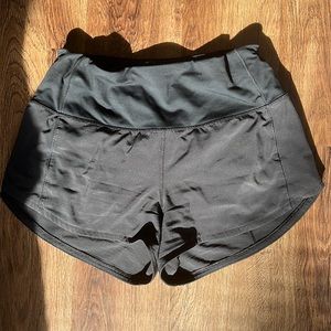 Black lululemon high rise speed up shorts size 2